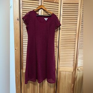 Maroon size 14 dress, falls at the knee, great for a Fall wedding!